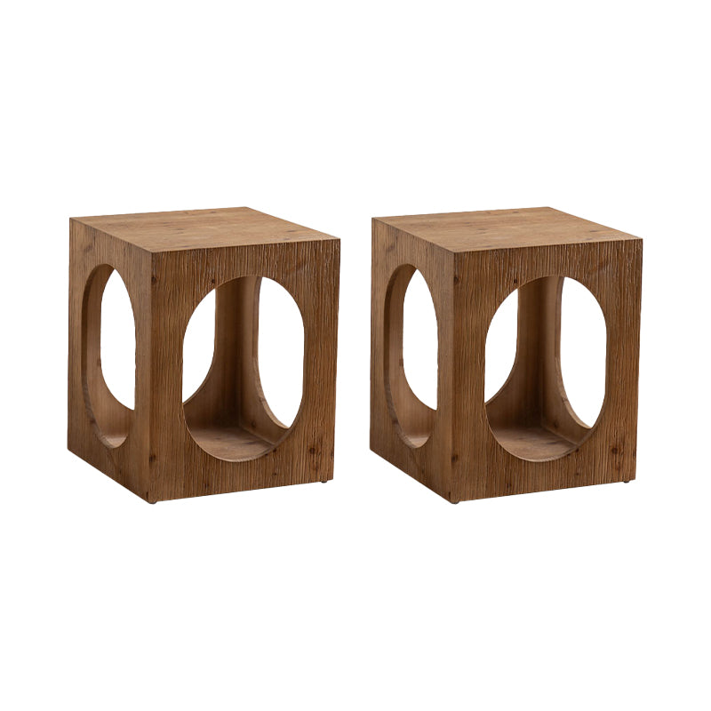 Rustic Geometric Accent Side Table Wooden Side End Snack Table