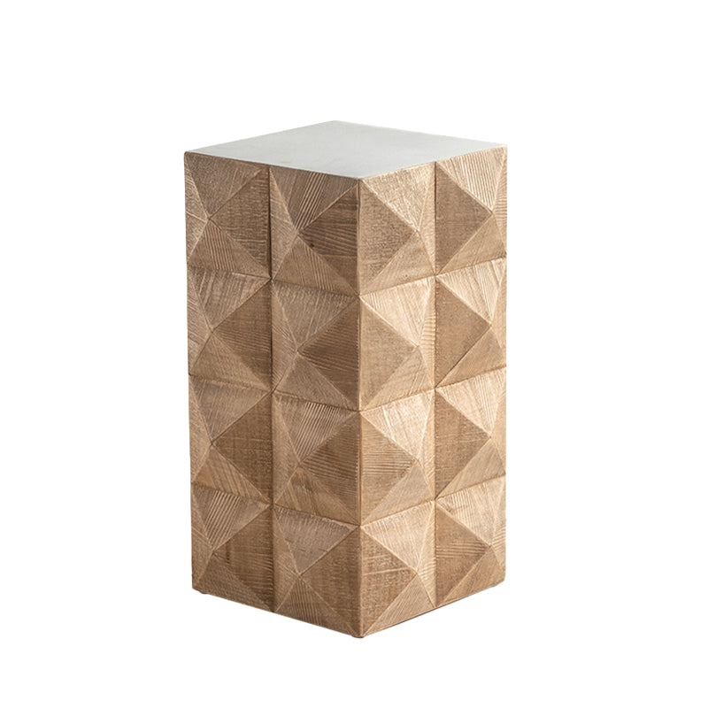 Rustic Geometric Accent Side Table Wooden Side End Snack Table