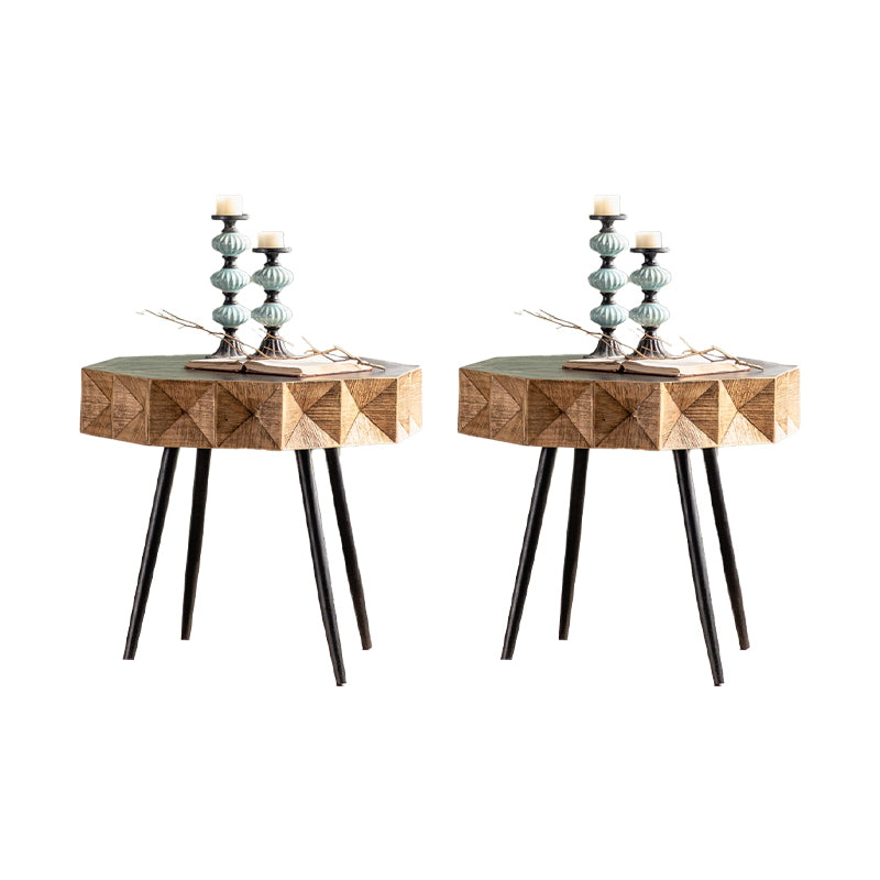 Rustic Geometric Accent Side Table Wooden Side End Snack Table