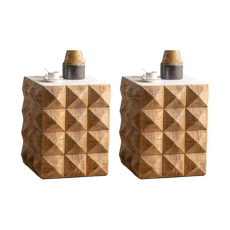 Rustic Geometric Accent Side Table Wooden Side End Snack Table