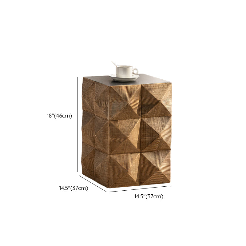 Rustic Geometric Accent Side Table Wooden Side End Snack Table