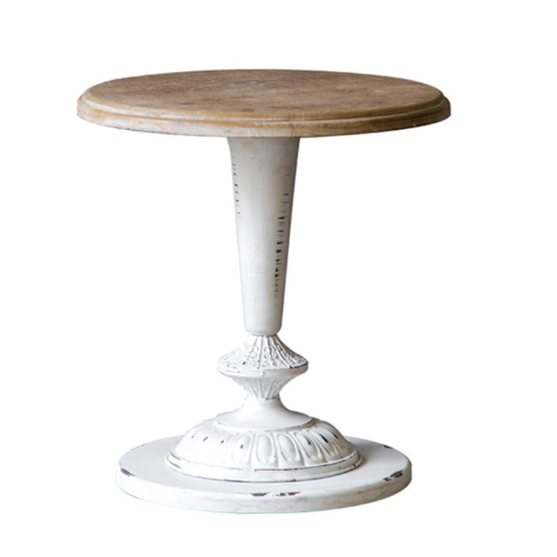 Rustic Style Sofa Side Accent Table Round Shape Metal and Wood Side Table
