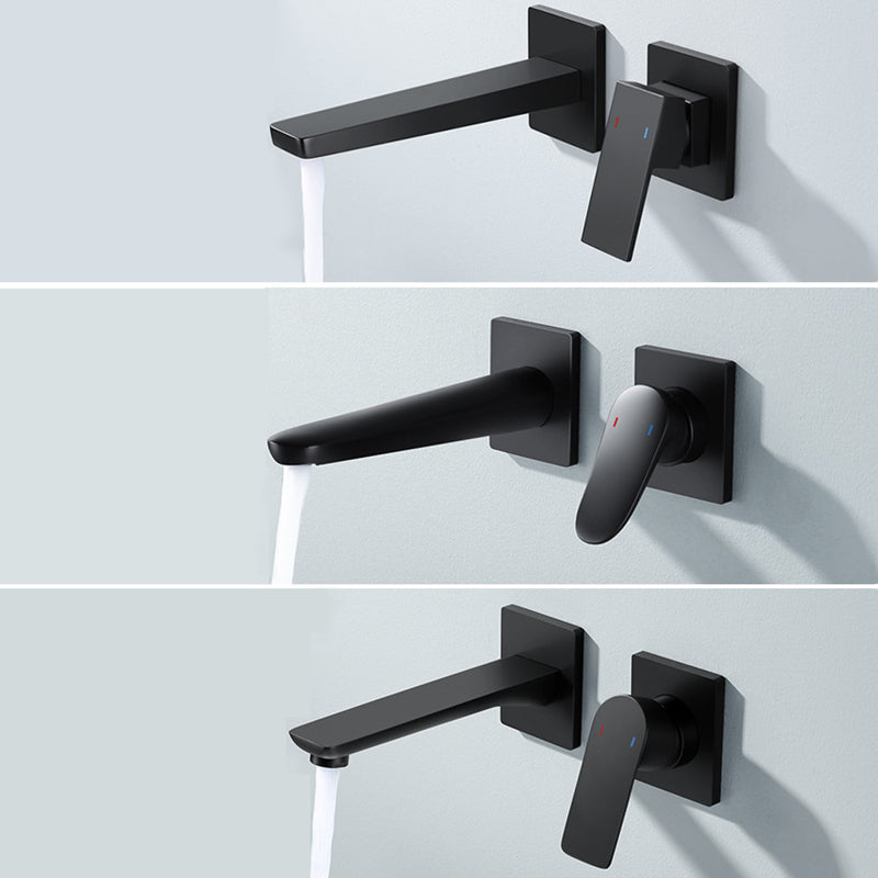 Lever Handle Wall Mounted Bathroom Faucet Modern Faucet with Hot and Cold Indication