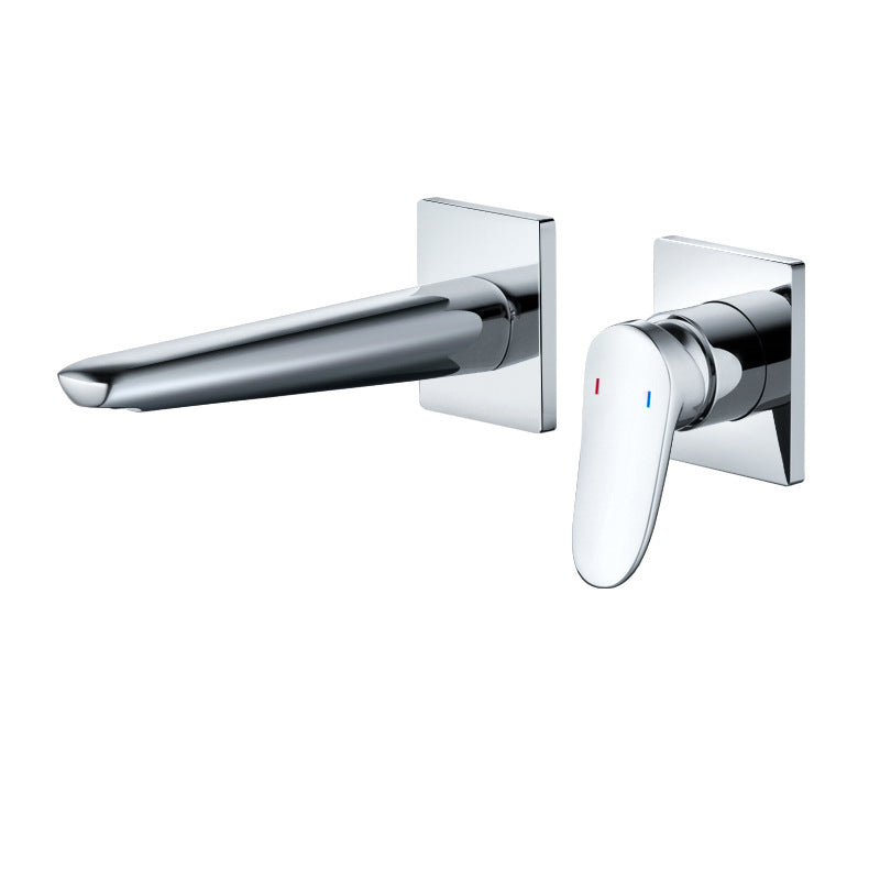 Lever Handle Wall Mounted Bathroom Faucet Modern Faucet with Hot and Cold Indication