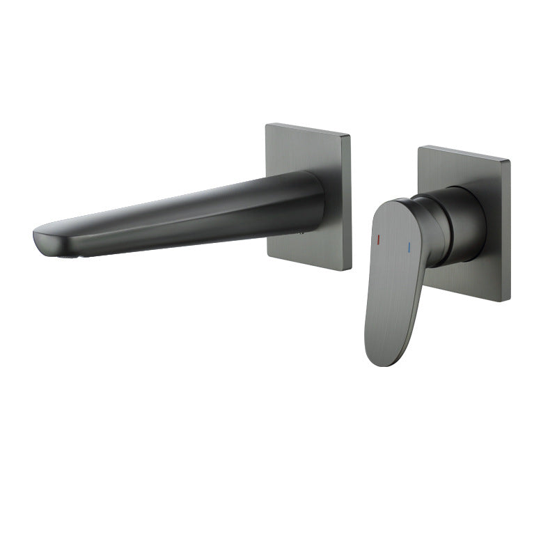 Lever Handle Wall Mounted Bathroom Faucet Modern Faucet with Hot and Cold Indication