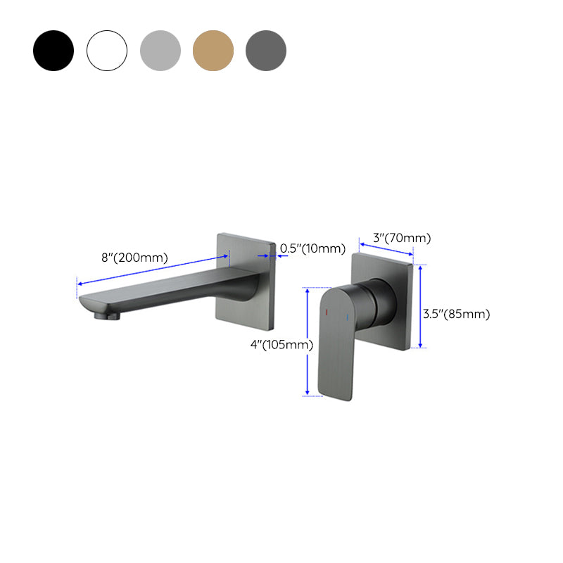 Lever Handle Wall Mounted Bathroom Faucet Modern Faucet with Hot and Cold Indication
