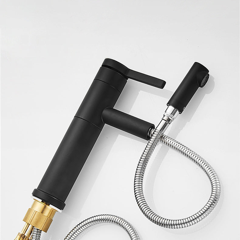 Lever Handle Faucet Glam Style Swivel Spout Faucet for Bathroom