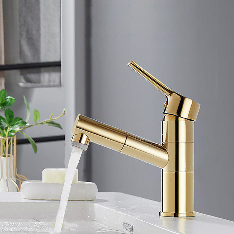 Swivel Spout Basin Faucet Pull-out Luxury Vanity Sink Faucet Circular Brass Faucet