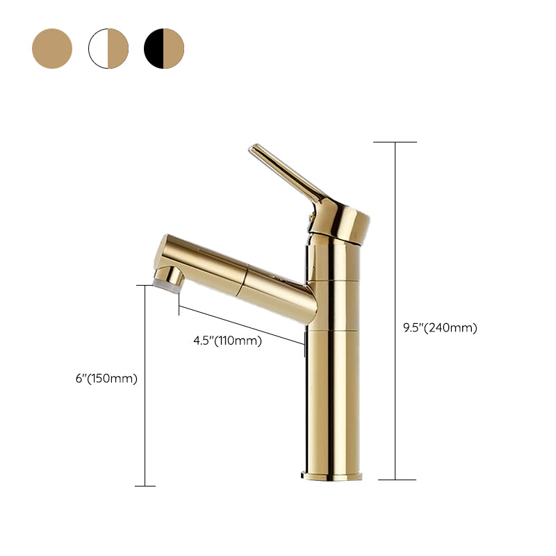 Swivel Spout Basin Faucet Pull-out Luxury Vanity Sink Faucet Circular Brass Faucet
