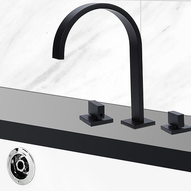 Modern 3 Holes Faucet Solid Color Knob Handle Gooseneck Widespread Faucets for Bathroom