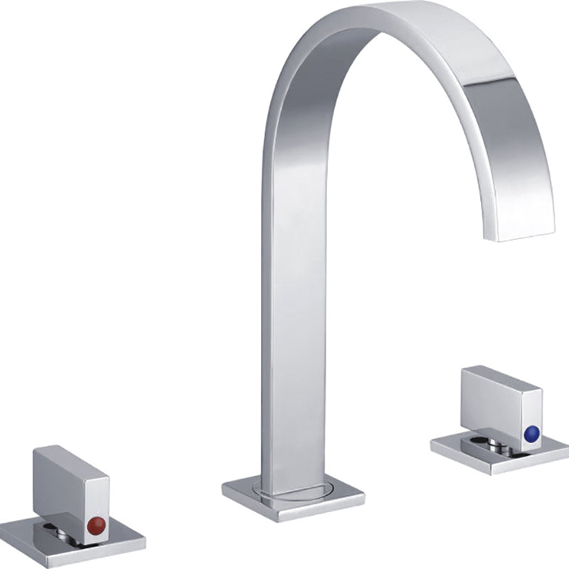 Modern 3 Holes Faucet Solid Color Knob Handle Gooseneck Widespread Faucets for Bathroom