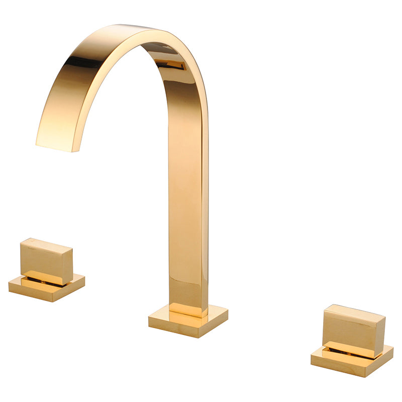 Modern 3 Holes Faucet Solid Color Knob Handle Gooseneck Widespread Faucets for Bathroom