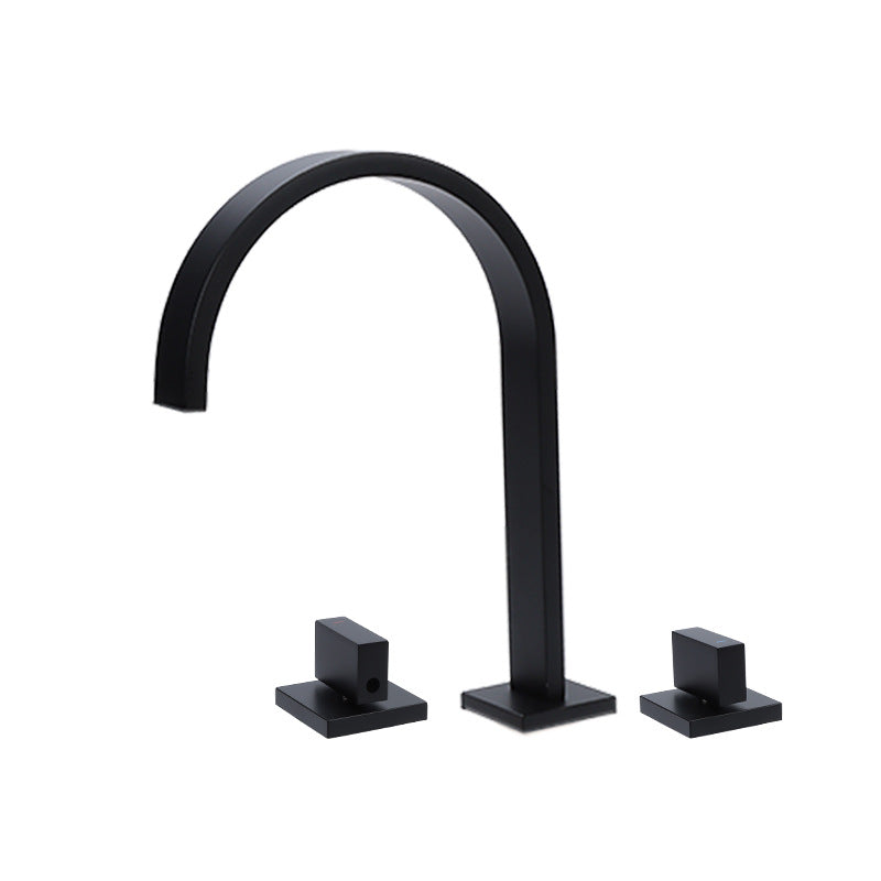 Modern 3 Holes Faucet Solid Color Knob Handle Gooseneck Widespread Faucets for Bathroom