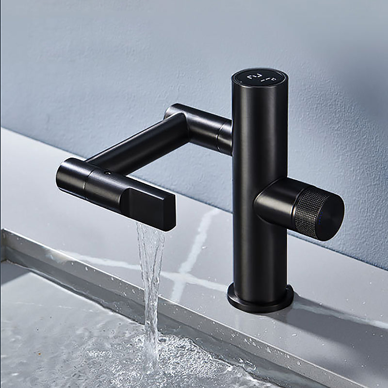 Basic Sink Faucet Knob Handle Copper Bathroom Faucet with Digital Display Screen Led