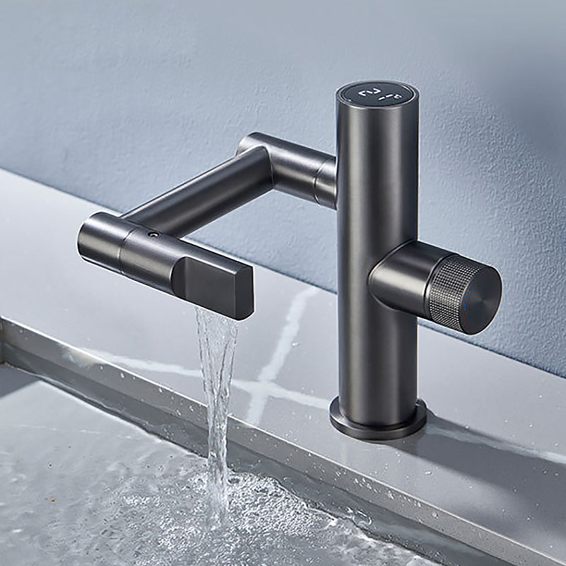 Basic Sink Faucet Knob Handle Copper Bathroom Faucet with Digital Display Screen Led
