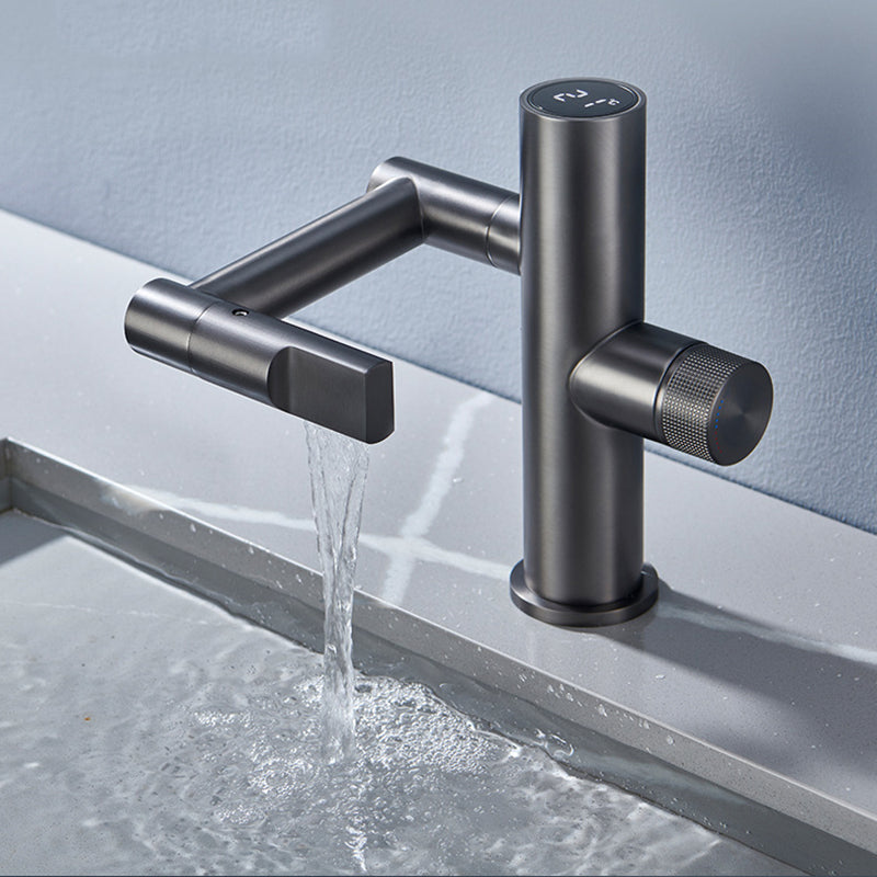 Basic Sink Faucet Knob Handle Copper Bathroom Faucet with Digital Display Screen Led