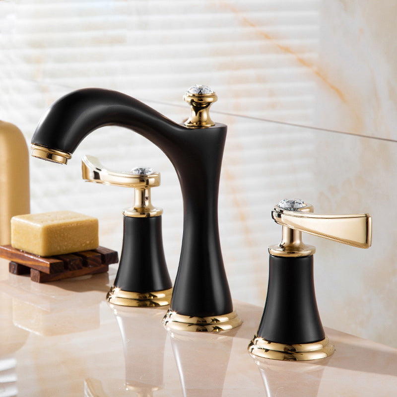 Modern Vessel Faucet Brass 2 Handles Low Arc Vessel Faucet for Home