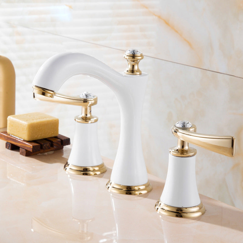 Modern Vessel Faucet Brass 2 Handles Low Arc Vessel Faucet for Home