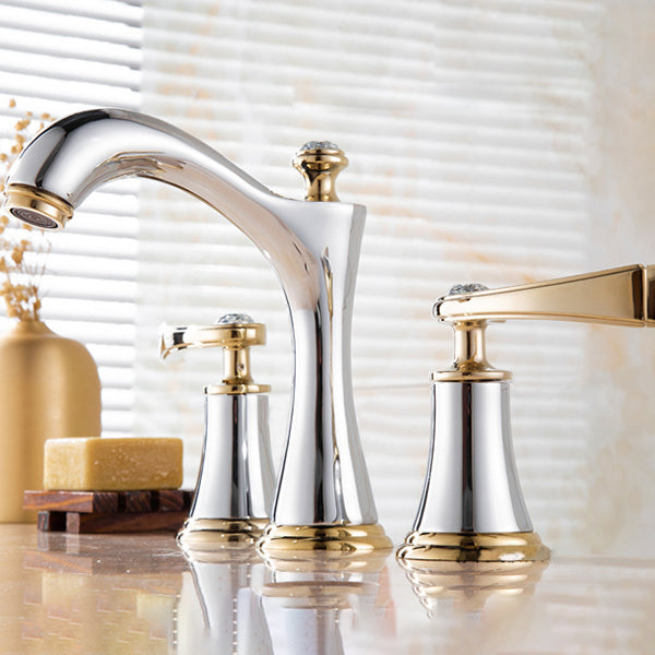 Modern Vessel Faucet Brass 2 Handles Low Arc Vessel Faucet for Home