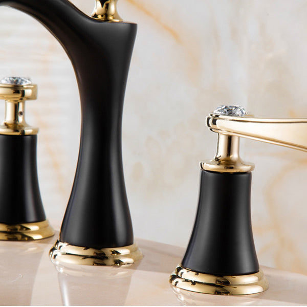 Modern Vessel Faucet Brass 2 Handles Low Arc Vessel Faucet for Home