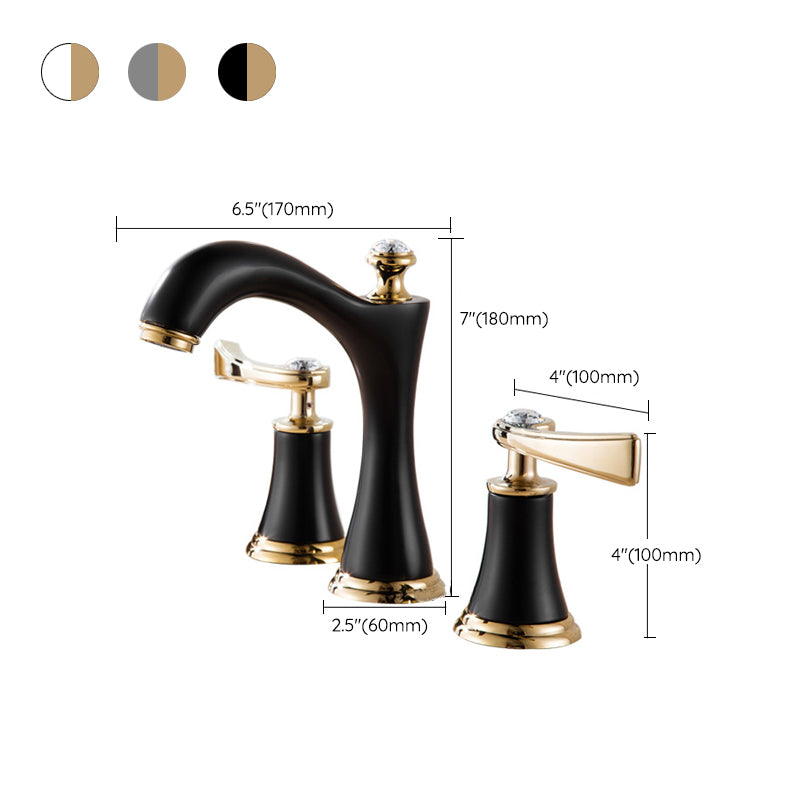 Modern Vessel Faucet Brass 2 Handles Low Arc Vessel Faucet for Home
