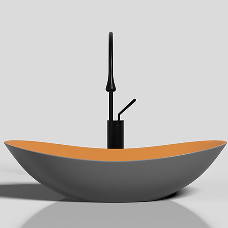 Modern Vessel Bathroom Sink Oval Porcelain with Faucet and Drain Assembly Basin Sink