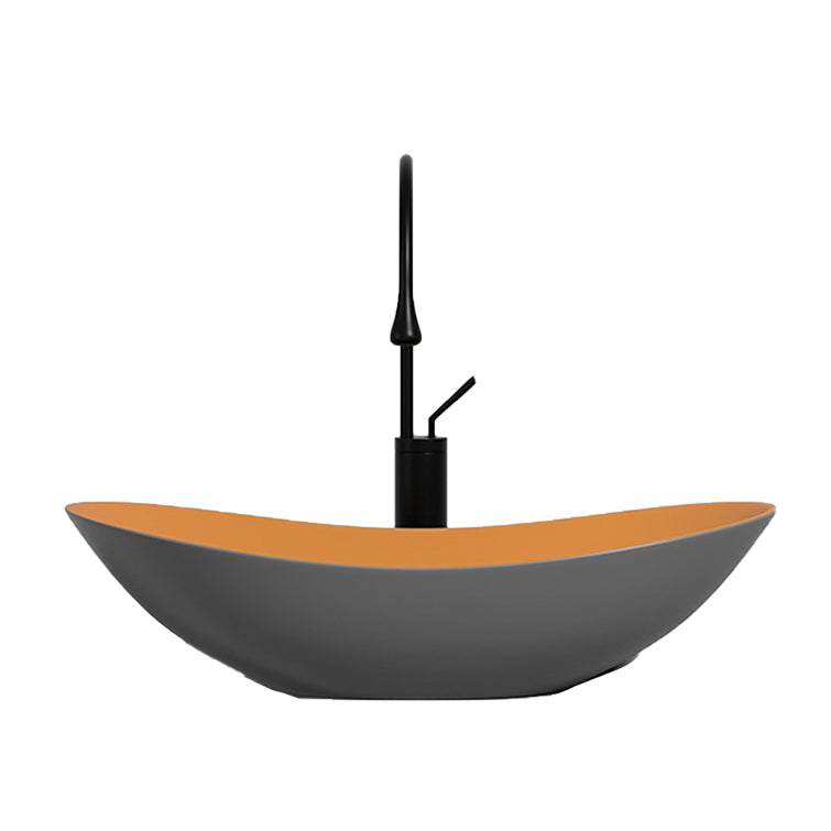 Modern Vessel Bathroom Sink Oval Porcelain with Faucet and Drain Assembly Basin Sink