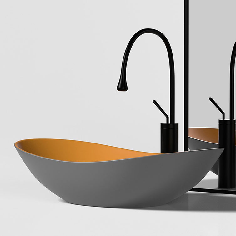 Modern Vessel Bathroom Sink Oval Porcelain with Faucet and Drain Assembly Basin Sink
