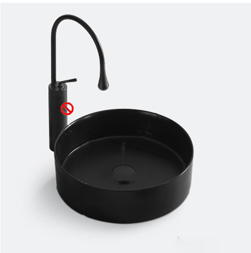 Modern Vessel Sink Round Porcelain with Basin Vessel Lavatory Sink without Faucet