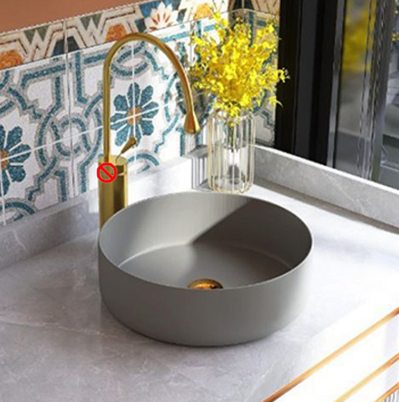 Modern Vessel Sink Round Porcelain with Basin Vessel Lavatory Sink without Faucet