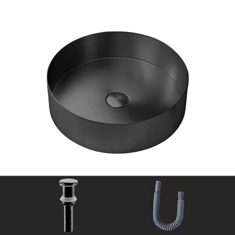 Metal Trough Sink Solid Color Bathroom Sink with Pop-Up Drain