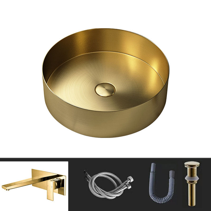 Metal Trough Sink Solid Color Bathroom Sink with Pop-Up Drain