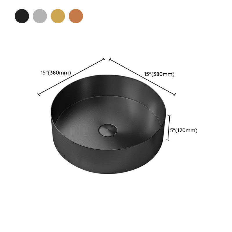 Metal Trough Sink Solid Color Bathroom Sink with Pop-Up Drain