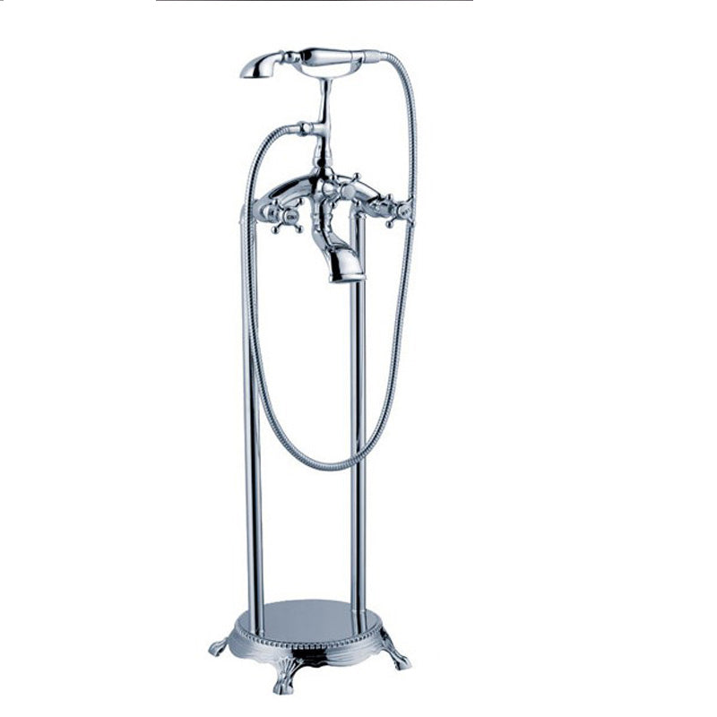 Brass Freestanding Tub Filler Floor Mounted Tub Filler with Handles
