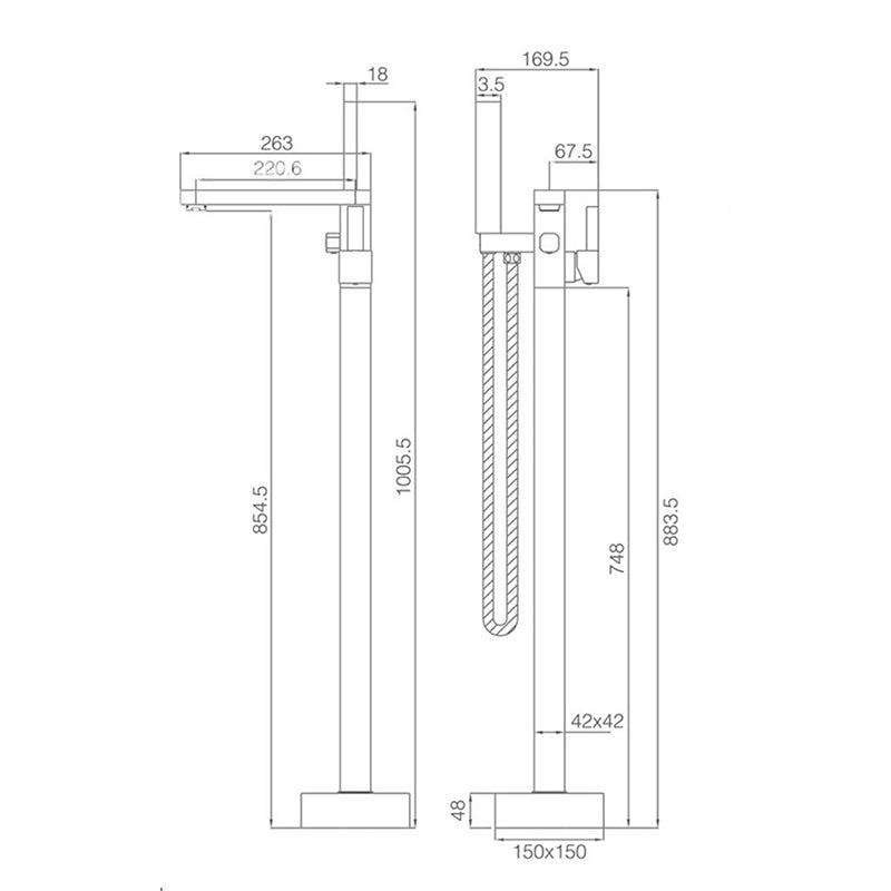 Brass Freestanding Tub Filler Floor Mounted Tub Filler with Handles