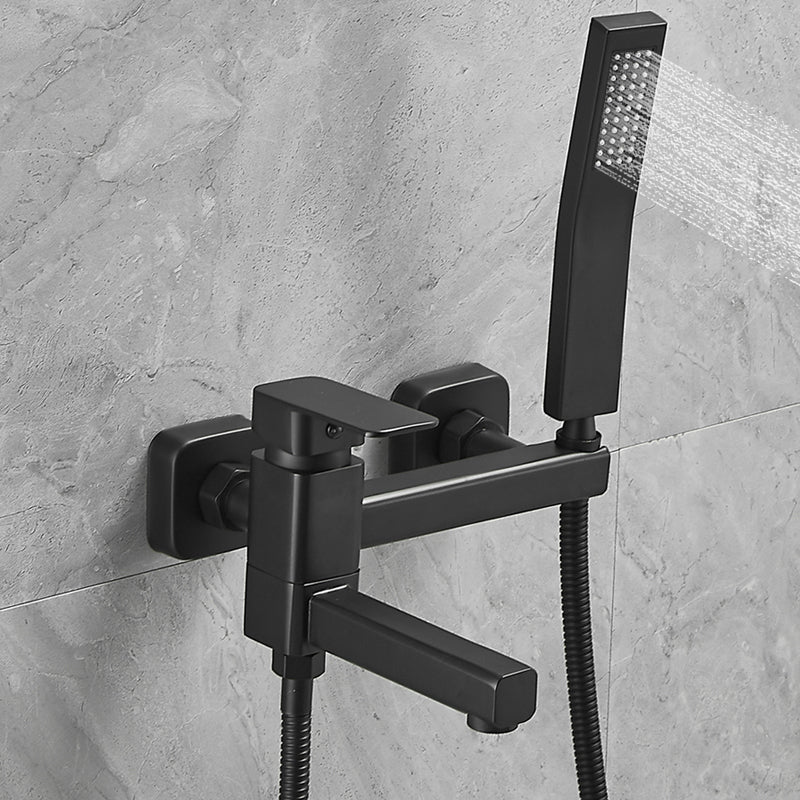 Copper Tub Filler Single Lever Handle Low Arc Swivel Wall Mount Tub Filler with Handshower