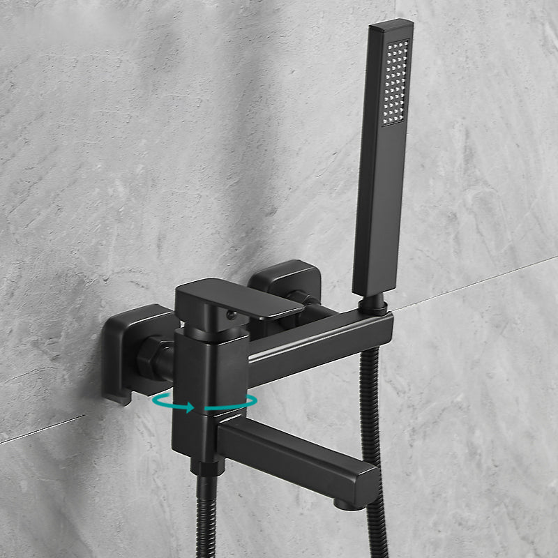 Copper Tub Filler Single Lever Handle Low Arc Swivel Wall Mount Tub Filler with Handshower