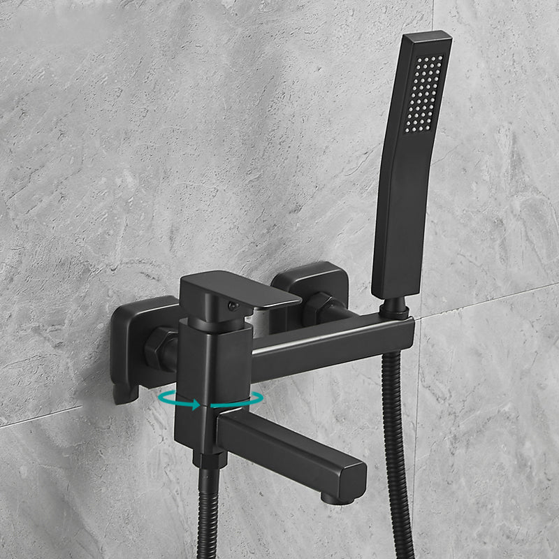 Copper Tub Filler Single Lever Handle Low Arc Swivel Wall Mount Tub Filler with Handshower