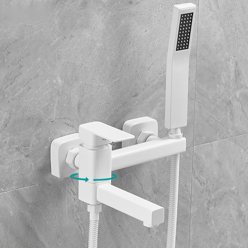 Copper Tub Filler Single Lever Handle Low Arc Swivel Wall Mount Tub Filler with Handshower