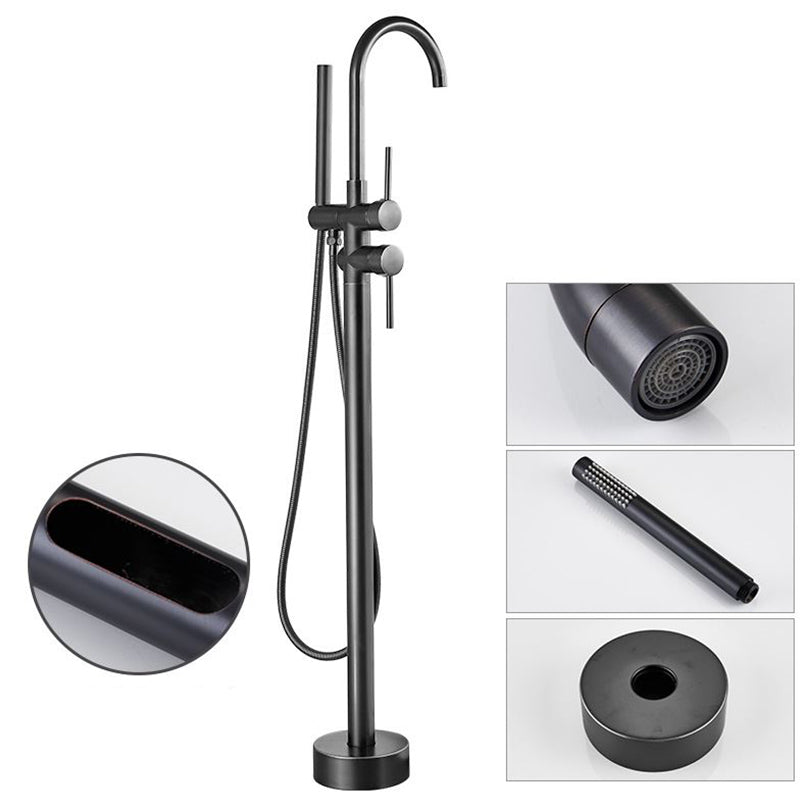Tub Filler Lever Handle Freestanding Brass High Arc Handshower Traditional Tub Filler
