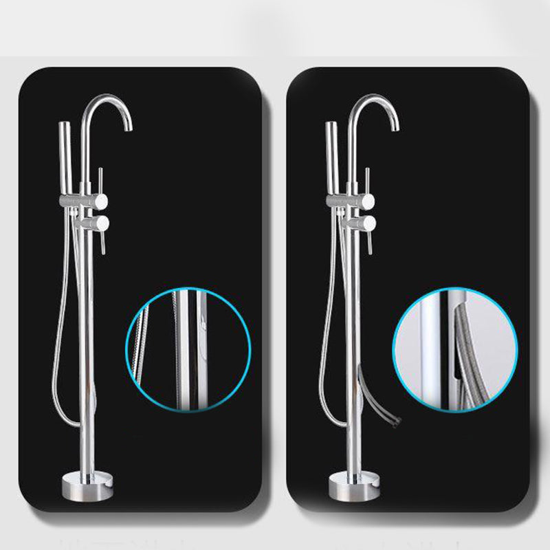 Tub Filler Lever Handle Freestanding Brass High Arc Handshower Traditional Tub Filler