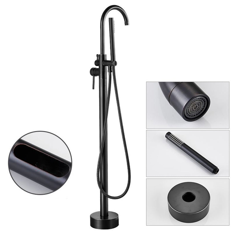 Tub Filler Lever Handle Freestanding Brass High Arc Handshower Traditional Tub Filler