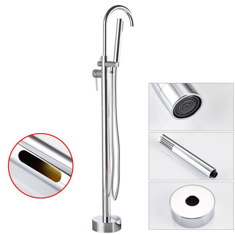 Tub Filler Lever Handle Freestanding Brass High Arc Handshower Traditional Tub Filler