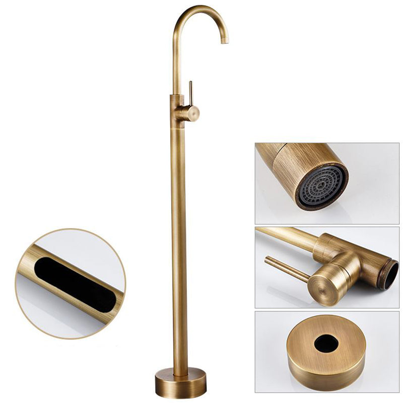 Tub Filler Lever Handle Freestanding Brass High Arc Handshower Traditional Tub Filler