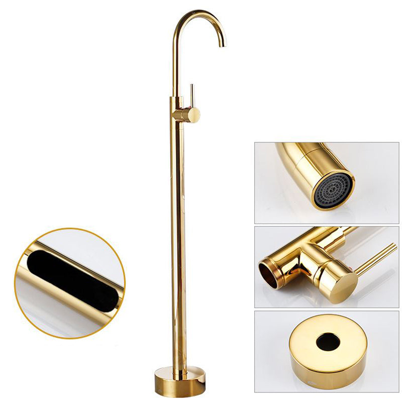 Tub Filler Lever Handle Freestanding Brass High Arc Handshower Traditional Tub Filler