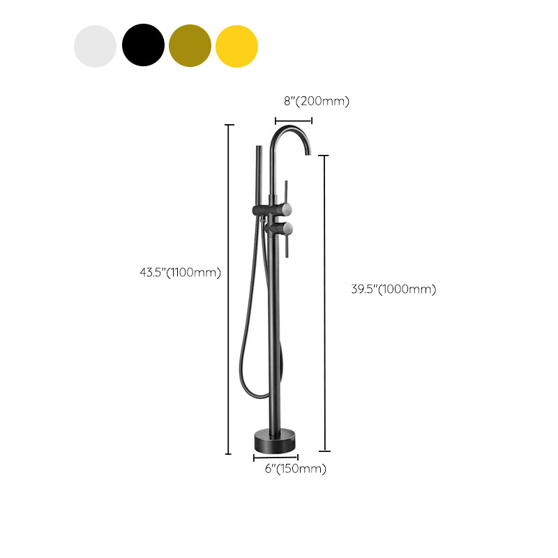 Tub Filler Lever Handle Freestanding Brass High Arc Handshower Traditional Tub Filler