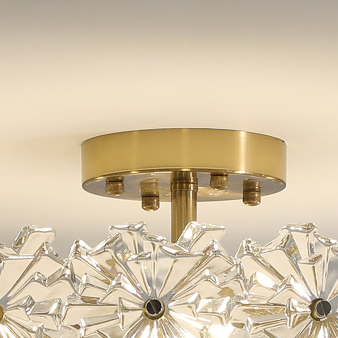 Drum Shape Flush Ceiling Lights Modern Style Glass 6/8 Lights Flush Mount Fixture in Clear