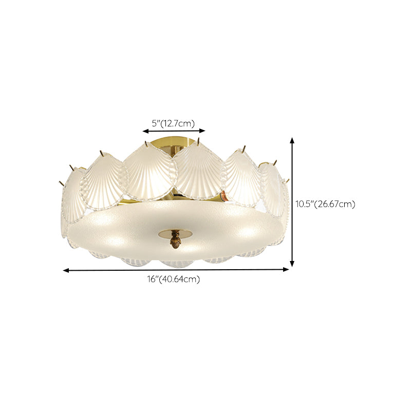 Drum Shape Flush Ceiling Lights Modern Style Glass 6/8 Lights Flush Mount Fixture in Clear