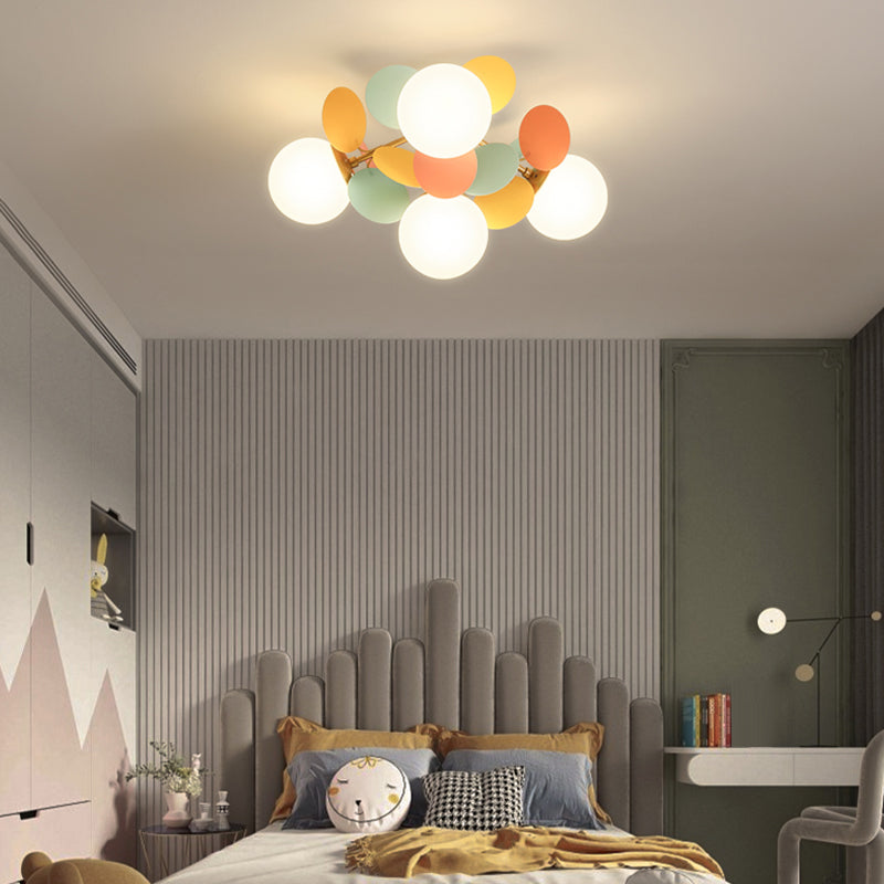 Macaron Style Sputnik Shape Flush Mount Glass Ceiling Light for Bedroom