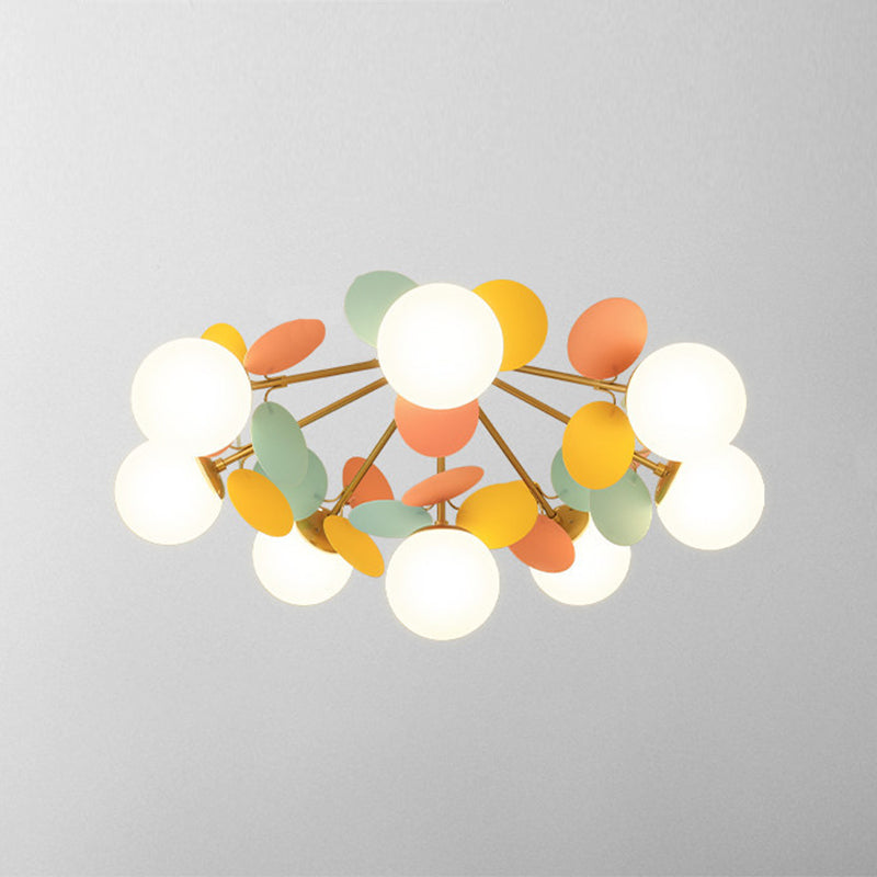 Macaron Style Sputnik Shape Flush Mount Glass Ceiling Light for Bedroom